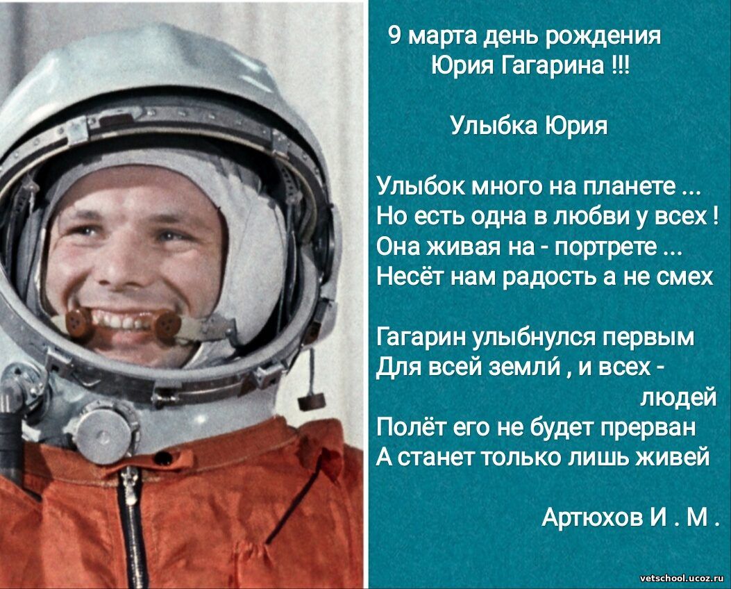 Сценарий 90 лет гагарину. День рождения Юрия Гагарина 1 Космонавта.